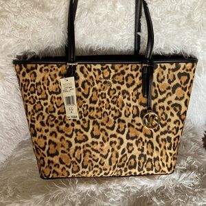 Michael Kors jet set charm Marigold carryall tote leopard print